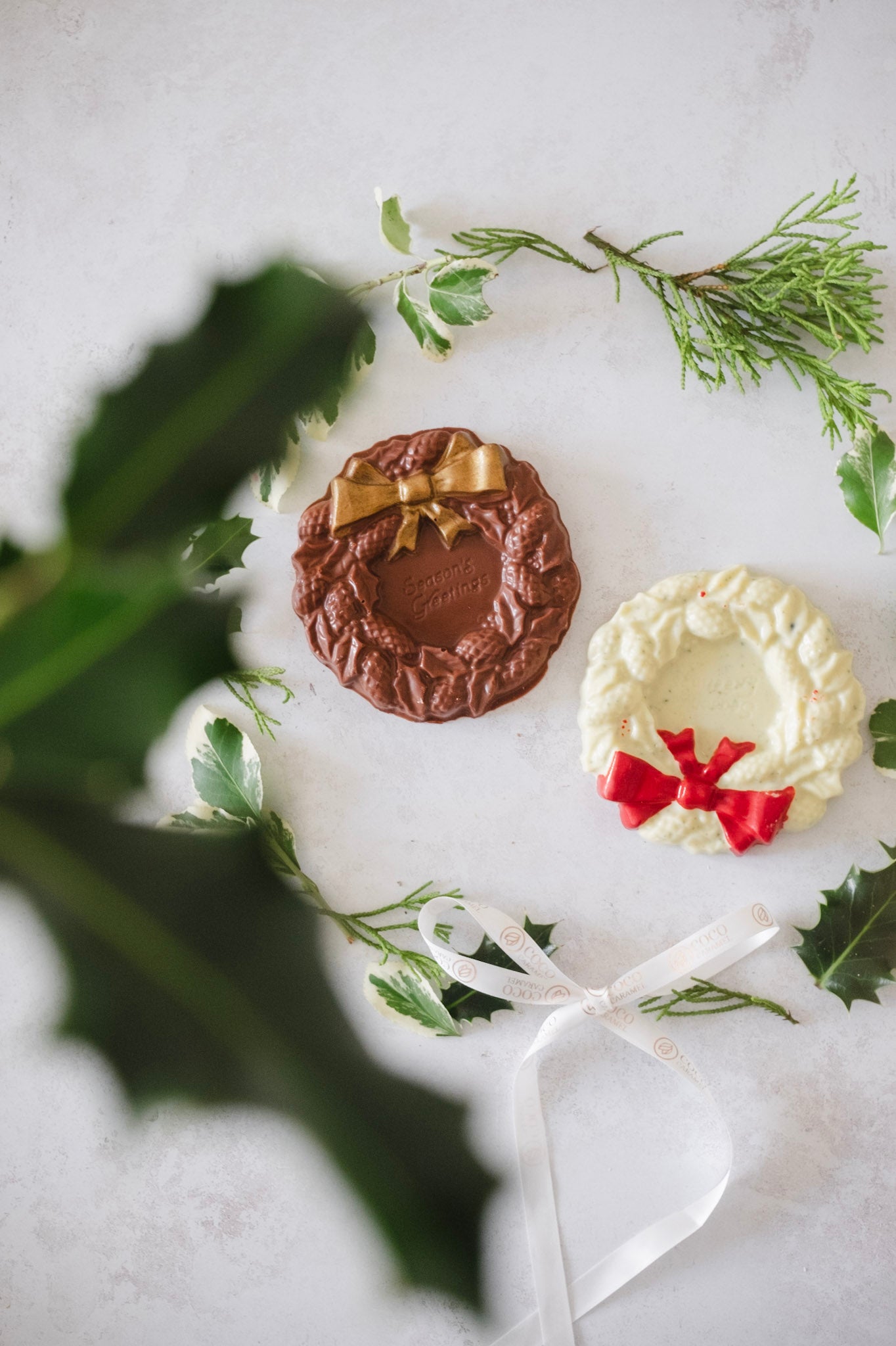 White Chocolate and Peppermint Christmas Wreath