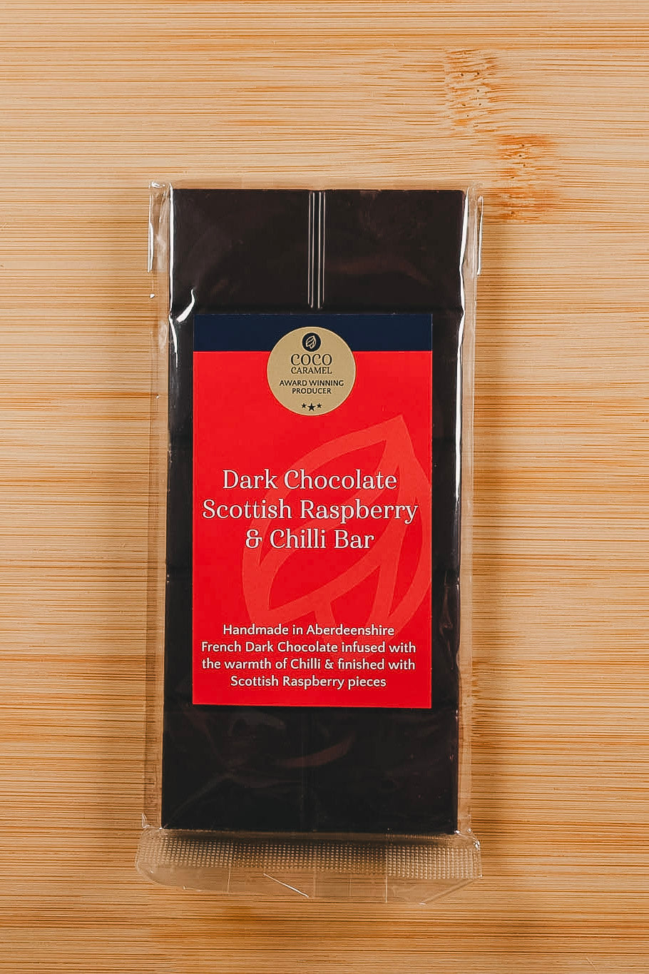 Dark Chocolate, Chilli & Scottish Raspberry 90g Bar